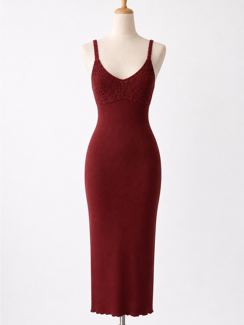 Future Collective with Jenny Lopez Sweetheart Open-Work Stitch Midi Dress S